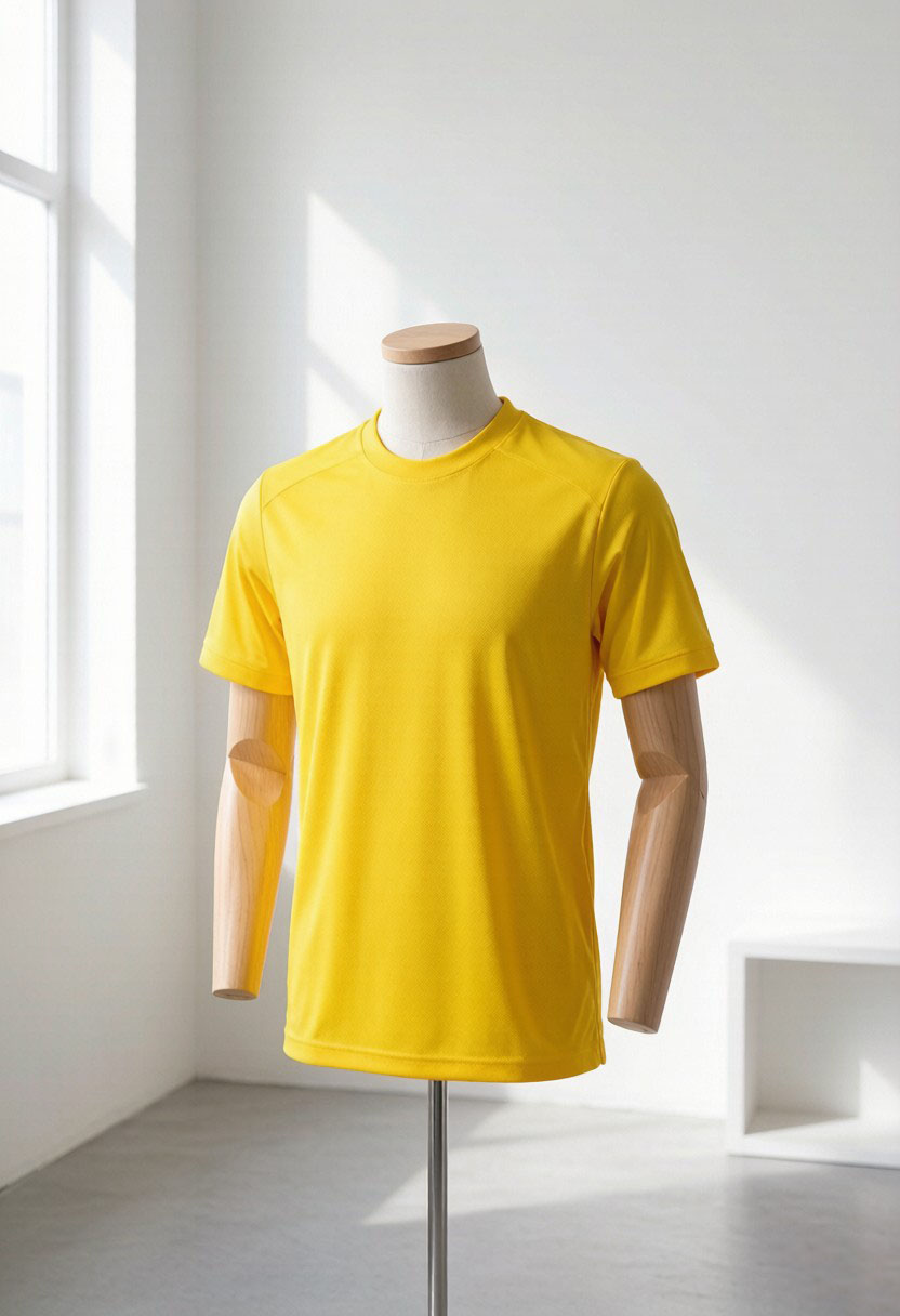 Yellow football jersey on a mannequin